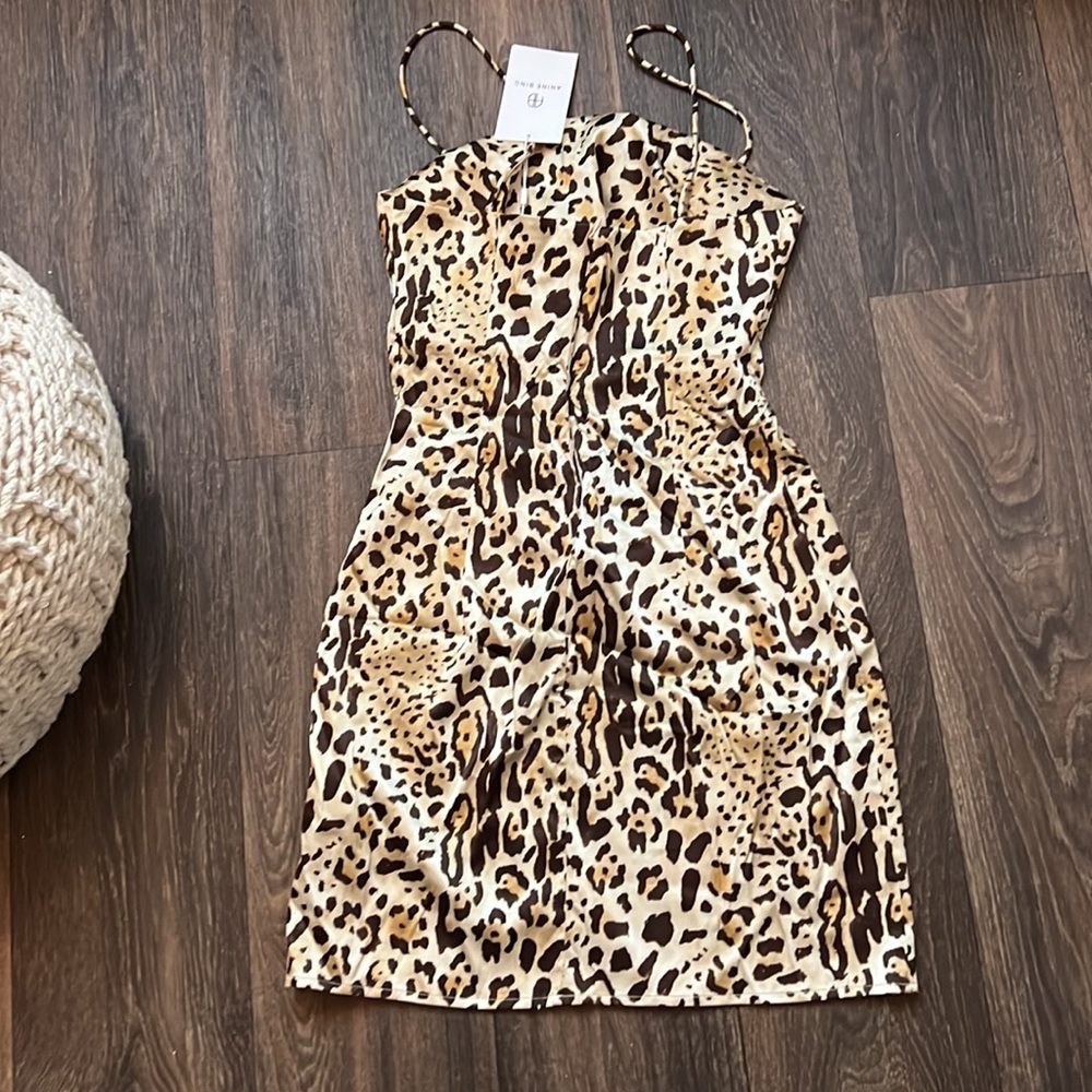 ANINE BING Valentine Stretch Silk Mini Dress in Cheetah Print - Picture 4 of 7